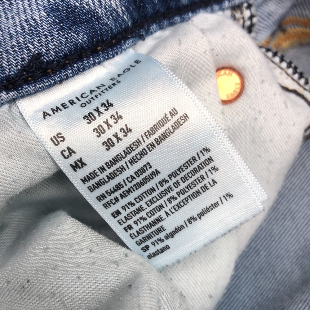 DISTRESS MENS VINTAGE AMERICAN EAGLE ATHLETIC FIT JEANS 30x32 😎 - Picture 12 of 13